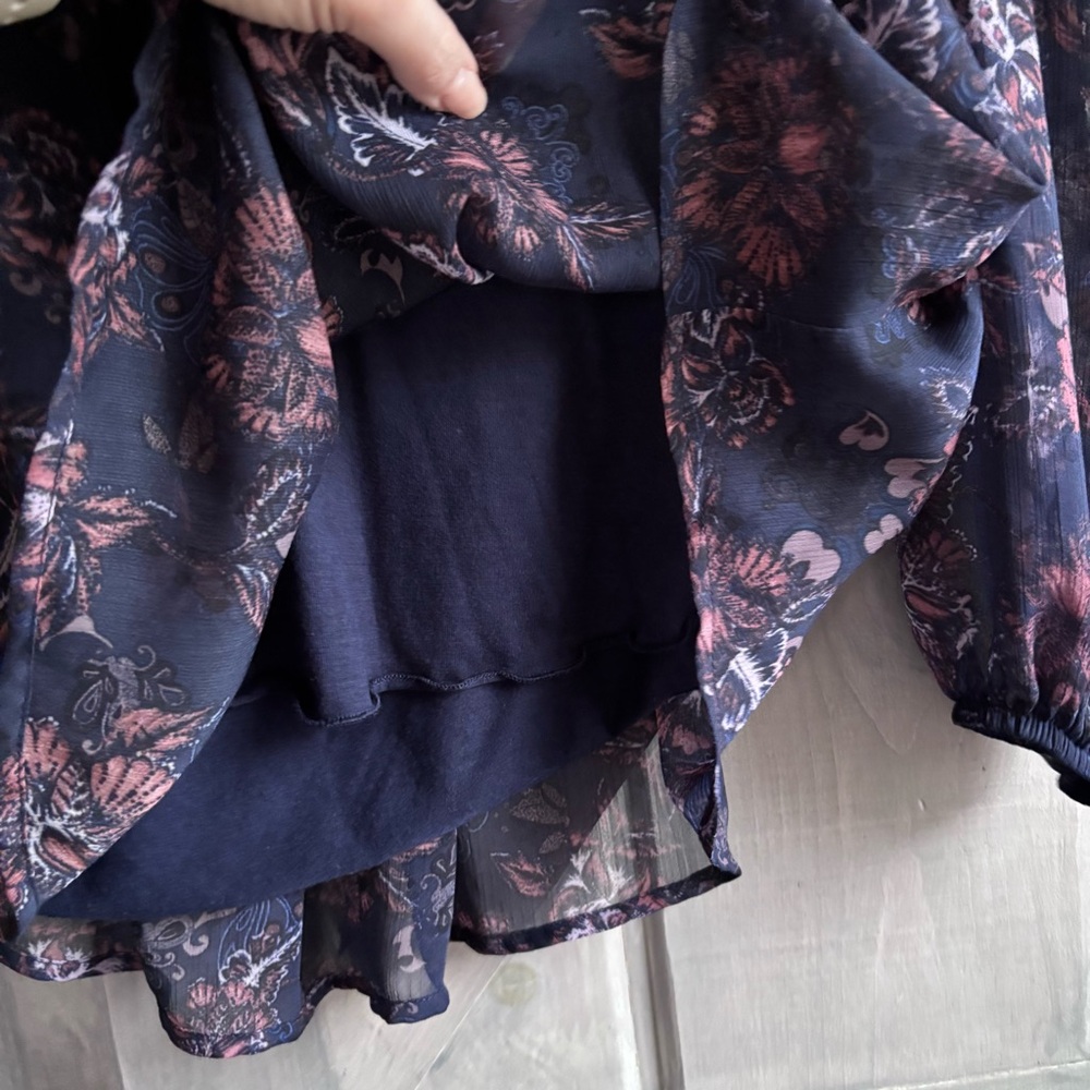 Knox Rose Floral Peasant Blouse Small Boho Cottagecore Sheer Balloon Sleeve Top - Picture 8 of 9